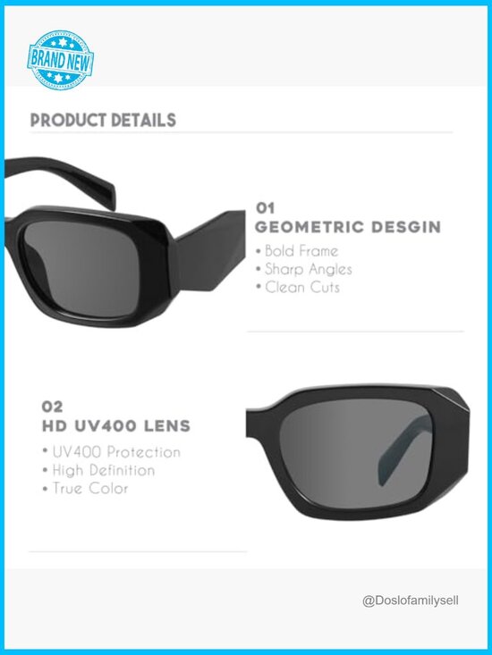 Retro Rectangle Sunglasses Avant-Garde UV400 Protection Classic Vintage Style